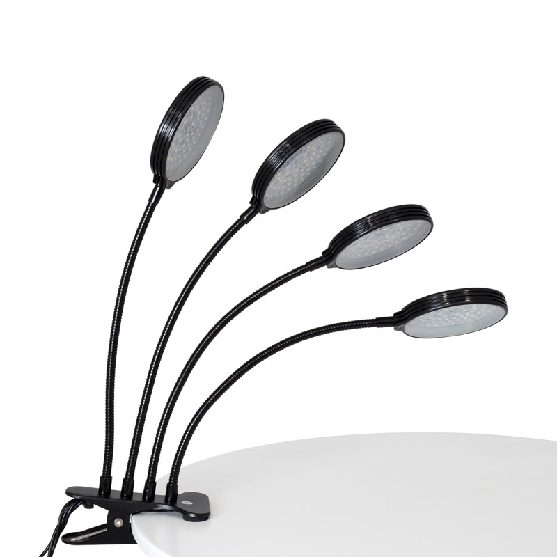 GloboStar® 79655 Grow Light Hydro Spectrum LED Φωτιστικό Ανάπτυξης Υδροπονικών Φυτών Γλάστρας με 4 Κινούμενες Κεφαλές & Βάση Clip SMD 2835 20W 160° DC 5V IP20 με Dimmer & Timer Εσωτερικού Χώρου για Κάλυψη Επιφάνειας 1m x 1m Πλήρους Φάσματος Φωτισμ