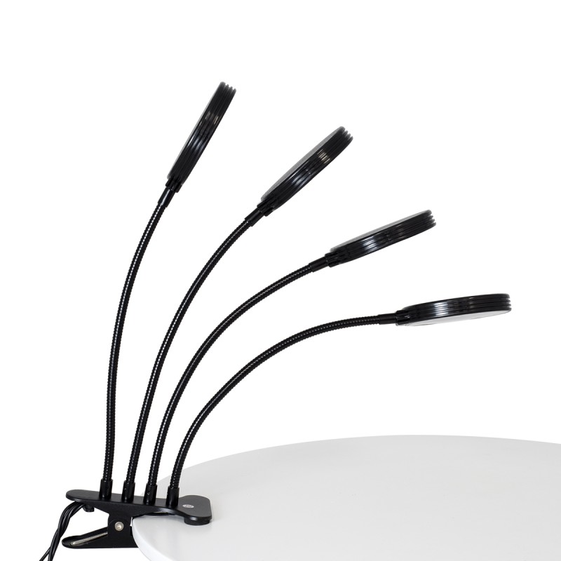 GloboStar® 79655 Grow Light Hydro Spectrum LED Φωτιστικό Ανάπτυξης Υδροπονικών Φυτών Γλάστρας με 4 Κινούμενες Κεφαλές & Βάση Clip SMD 2835 20W 160° DC 5V IP20 με Dimmer & Timer Εσωτερικού Χώρου για Κάλυψη Επιφάνειας 1m x 1m Πλήρους Φάσματος Φωτισμ