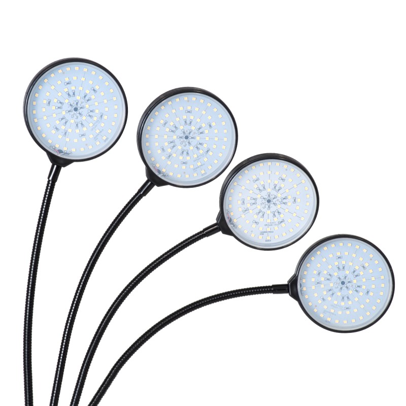 GloboStar® 79655 Grow Light Hydro Spectrum LED Φωτιστικό Ανάπτυξης Υδροπονικών Φυτών Γλάστρας με 4 Κινούμενες Κεφαλές & Βάση Clip SMD 2835 20W 160° DC 5V IP20 με Dimmer & Timer Εσωτερικού Χώρου για Κάλυψη Επιφάνειας 1m x 1m Πλήρους Φάσματος Φωτισμ