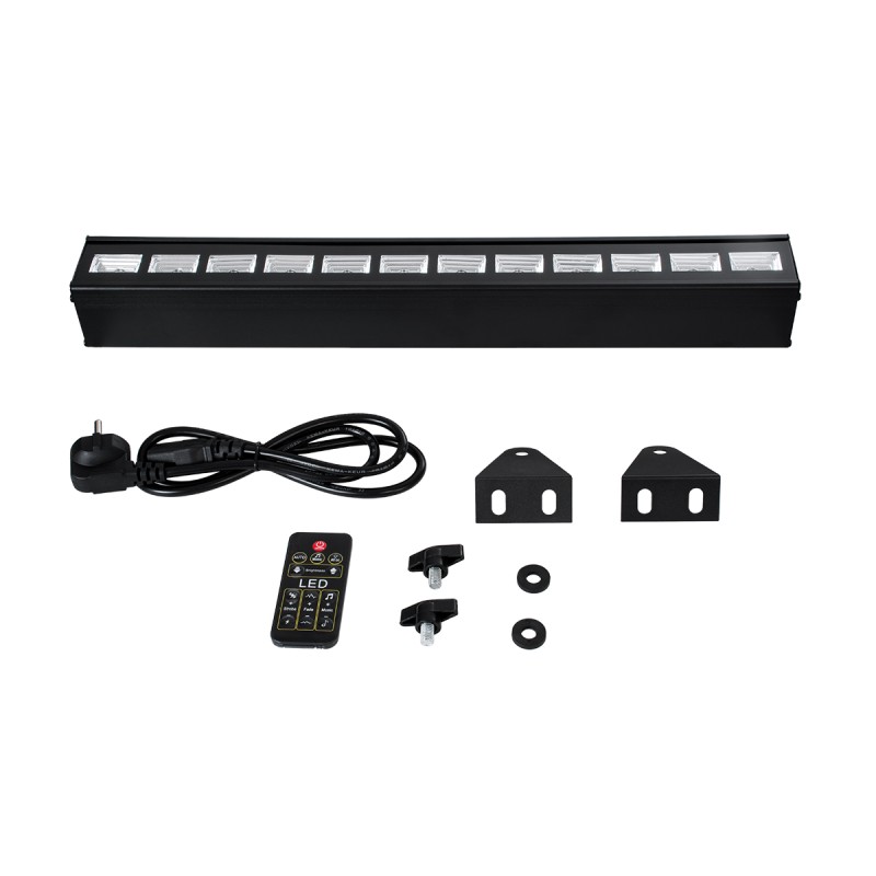 GLOBOSTAR® UVBAR 79660 Μπάρα Φωτισμού LED 36W 120° AC 220-240V IP20 Μαύρο Αλουμίνιο - UV Black Light - DMX512 & Ασύρματο Χειριστήριο IR - Μ50 x Π6 x Υ6cm - 2 Χρόνια Εγγύηση