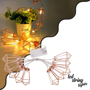 79803 Διακοσμητική Γιρλάντα Bronze Cone 1.5 Μέτρα με Διακόπτη On/Off - 10 LED 1W με Μπαταρίες 2xAA & Διάφανο Καλώδιο IP20 Θερμό Λευκό 2700K Μ1.5m