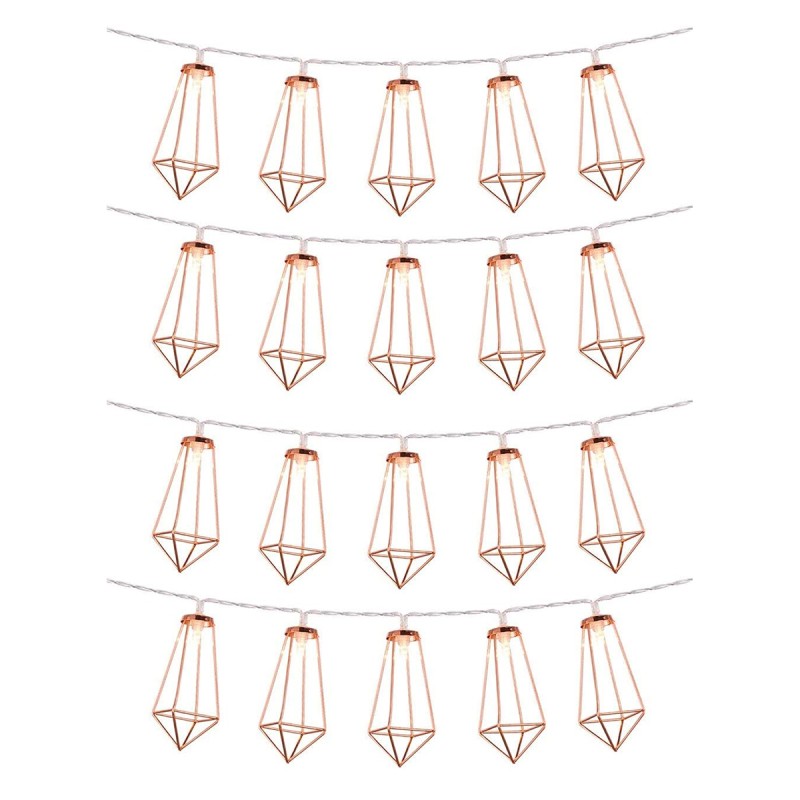 79804 Διακοσμητική Γιρλάντα Bronze Cone 3 Μέτρα με Διακόπτη On/Off - 20 LED 2W με Μπαταρίες 2xAA & Διάφανο Καλώδιο IP20 Θερμό Λευκό 2700K Μ3m