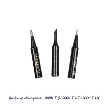 GLOBOSTAR® YIHUA-900M 79948 Σετ 3 Κεφαλών για Σταθμό Συγκόλλησης/Κολλητήρι Συμβατές με Μοντέλα Yihua - 900Μ-T-B & 900Μ-T-2CF & 900M-T-1.6D - Μ0.5 x Π0.5 x Υ4cm - Πακέτο 3 Τεμαχίων