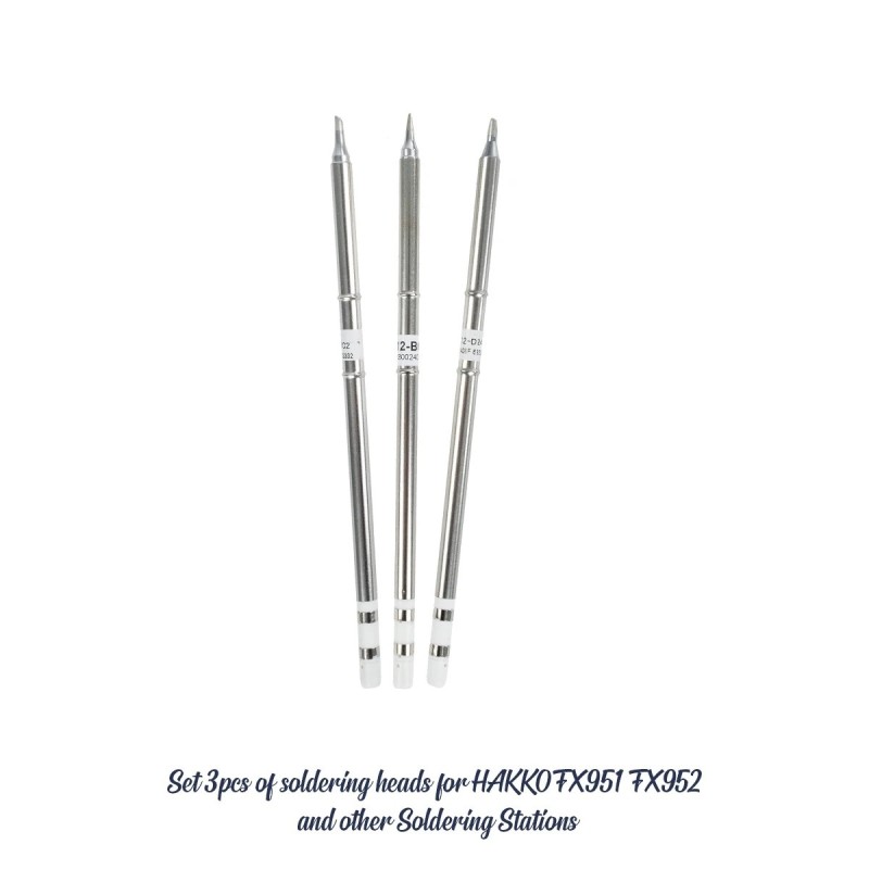 GloboStar® 79949 Drillpro T12 ΣΕΤ 3 Κεφαλών για Κολλητήρι - Σταθμού Συγκόλλησης Συμβατές με Μοντέλα HAKKO FX951 & FX952 και για Άλλα Μοντέλα