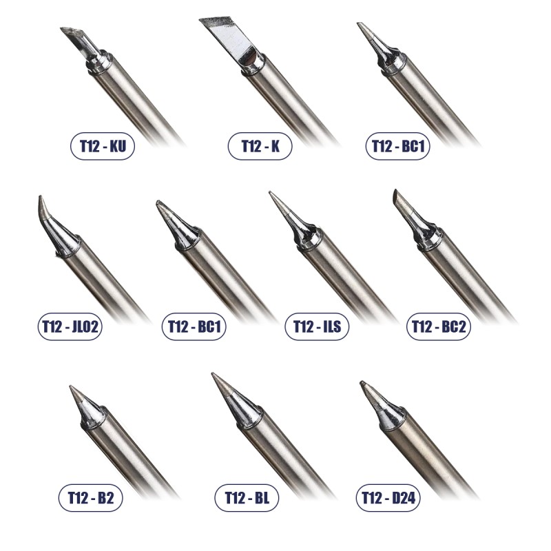 GloboStar® 79977 Drillpro T12 ΣΕΤ 10 Κεφαλών για Κολλητήρι - Σταθμού Συγκόλλησης Συμβατές με Μοντέλα  HAKKO FX951 & FX952 και για Άλλα Μοντέλα