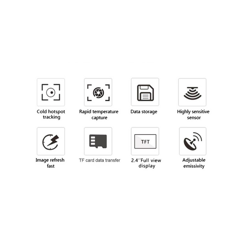 GloboStar® 79989 Θερμοκάμερα Χειρός -10°C - 400°C 32×32 Pixel Οθόνη 2.4 TFT LCD 2 Megapixel HD Επαναφορτιζόμενη με Μπαταρία Li-ion 2600mAh & Καλώδιο Φόρτισης Micro USB Interface - 8GB Micro TF Card
