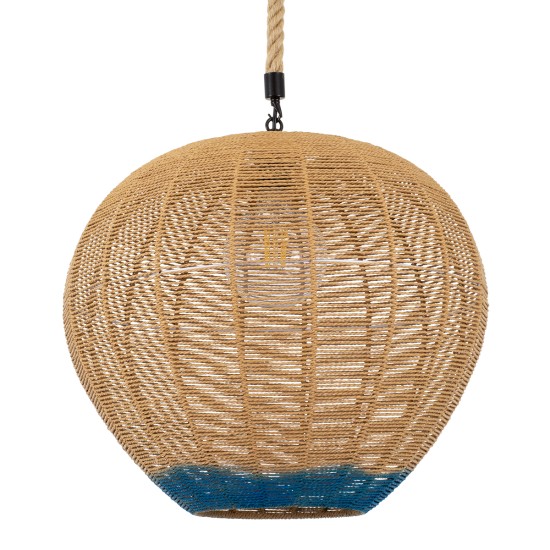 GloboStar® SIMON 00727 Boho Κρεμαστό Φωτιστικό Ανάρτηση Μονόφωτο 1 x E27 IP20 Μπεζ & Μπλε Σχοινί - Μ50 x Π50 x Y47cm GloboStar® SIMON 00727 Boho Κρεμαστό Φωτιστικό Ανάρτηση Μονόφωτο 1 x E27 IP20 Μπεζ & Μπλε Σχοινί - Μ50 x Π50 x Y47cm