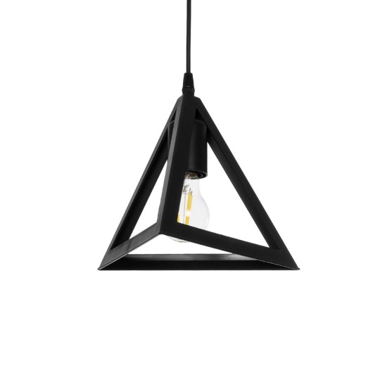 GLOBOSTAR® TRIANGLE 203-0159 Μοντέρνο Κρεμαστό Φωτιστικό Οροφής με Ντουί 1 x E27 AC 220-240V IP20 - Μάυρο - Μ24 x Π24 x Υ22cm GloboStar® TRIANGLE 203-0159 Μοντέρνο Κρεμαστό Φωτιστικό Καμπάνα Μονόφωτο 1 x E27 IP20 Μάυρο Πλαστικό - Μ24 x Π24 x Υ86cm