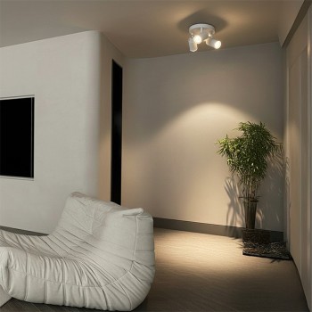 kelvo® SPOTA KLV-101-0145 Κινούμενο Φωτιστικό Σποτ Οροφής για 3 Λάμπες MR16 με Ντουί GU10 AC 220-240V IP20 - Λευκό Ματ - Μ19 x Π19 x Υ14cm