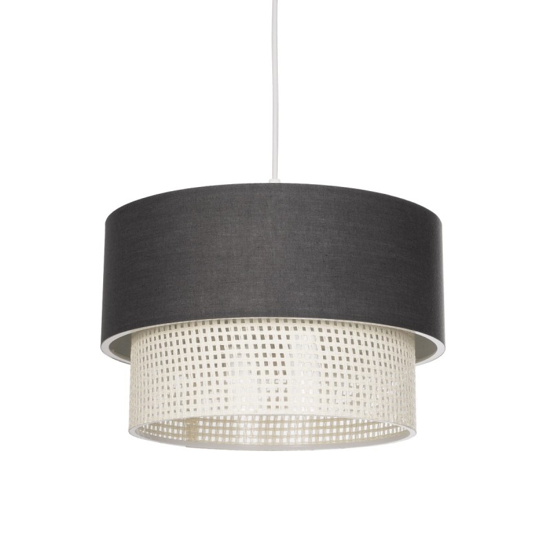 GloboStar® SISSIE 203-0140 Μοντέρνο Κρεμαστό Φωτιστικό Καπέλο Μονόφωτο 1 x E27 IP20 Γκρι & Λευκό Ύφασμα -Μ30 x Π30 x Υ93cm