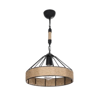 GLOBOSTAR® ZION 203-0003 Vintage Κρεμαστό Φωτιστικό Οροφής με Ντουί 1 x E27 AC 220-240V IP20 - Μαύρο & Μπεζ - Μ33 x Π33 x Υ29cm