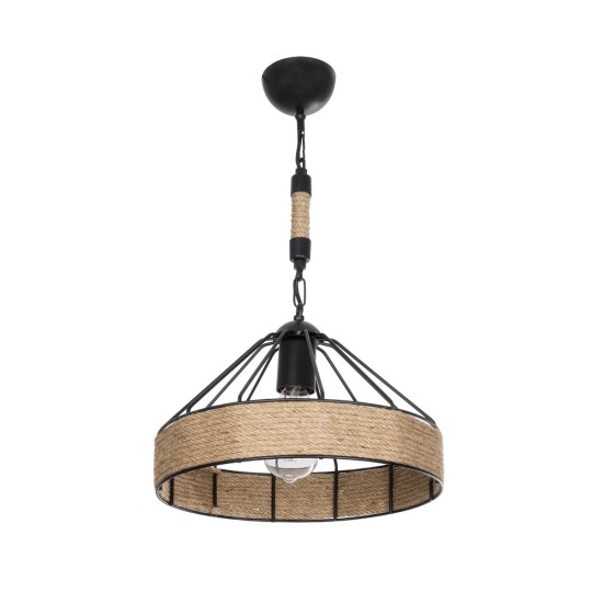 GloboStar® ZION 203-0003 Vintage Κρεμαστό Φωτιστικό Σχοινί Μονόφωτο 1 x E27 IP20 Μαύρο Μέταλλο με Μπεζ Σχοινί - Μ33 x Π33 x Υ29cm GloboStar® ZION 203-0003 Vintage Κρεμαστό Φωτιστικό Σχοινί Μονόφωτο 1 x E27 IP20 Μαύρο Μέταλλο με Μπεζ Σχοινί - Μ33 x Π33 x Υ29cm