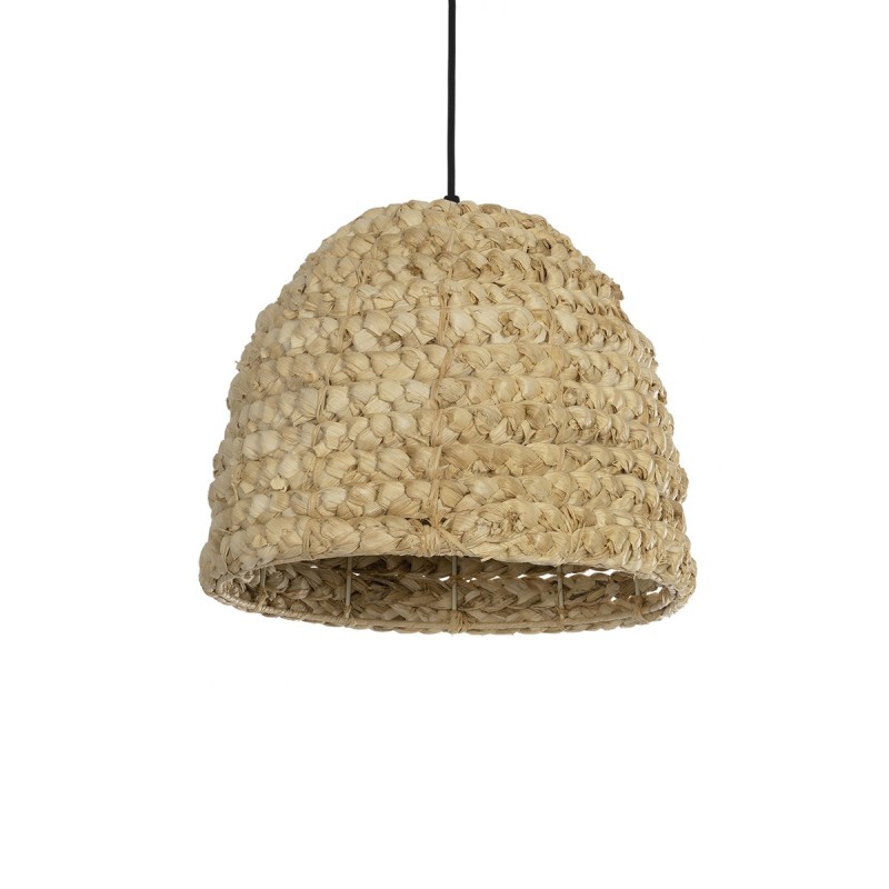 GloboStar® MEKA 204-0163 Boho Κρεμαστό Φωτιστικό Καμπάνα Μονόφωτο 1 x E27 IP20 Μπεζ Rattan - Μ30 x Π30 x Υ25cm