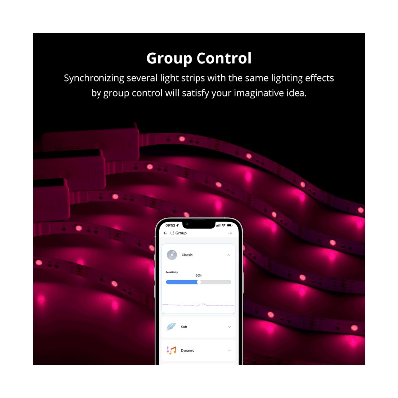 GloboStar® 80098 SONOFF L3-5M RGB Smart LED Strip Light WiFi 2.4GHz 90 SMD/5M 5050 5m Roll & Power Adapter DC 5V Max 10W