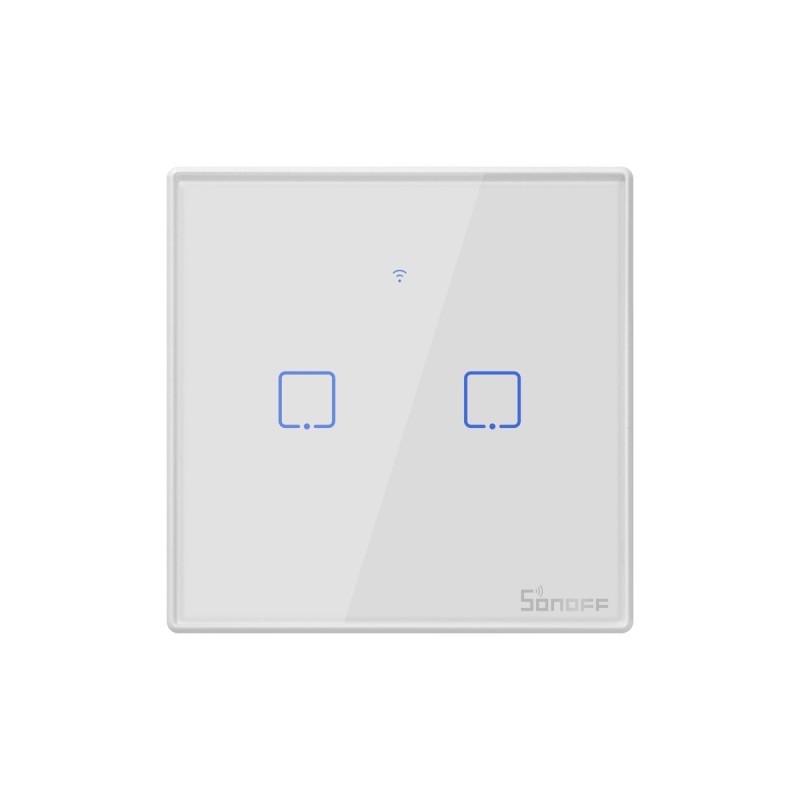 GloboStar® 80131  SONOFF T2EU2C-RF - 433MHz Wireless Smart Wall Touch Button Switch AC 100-240V Max 4A (2A/Way) 2 Way - RF Series