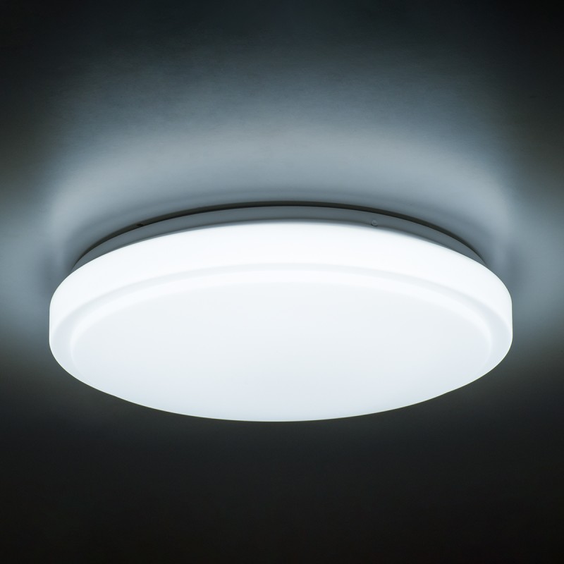 GloboStar® SENSORANO 60994 Πλαφονιέρα Οροφής LED 30W 3000lm 120° AC 220-240V με Ενσωματωμένο Σύστημα Ρυθμιζόμενου Microwave Αισθητήρα Κίνησης - Αδιάβροχη IP54 Φ38 x Υ5.3cm Ψυχρό Λευκό 6000K - Λευκό - Bridgelux Chips - 3 Years Warranty