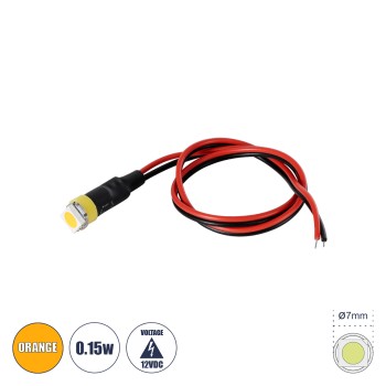 GloboStar® SMD-LED 81484 Υψηλής Ισχύος SMD LED 0.12W 15lm DC 12V - Φ0.7 x Υ2.3cm - Πορτοκαλί - Dimmable - 2 Χρόνια Εγγύηση