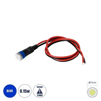 GloboStar® SMD-LED 81487 Υψηλής Ισχύος SMD LED 0.12W 15lm DC 12V - Φ0.7 x Υ2.3cm - Μπλε - Dimmable - 2 Χρόνια Εγγύηση