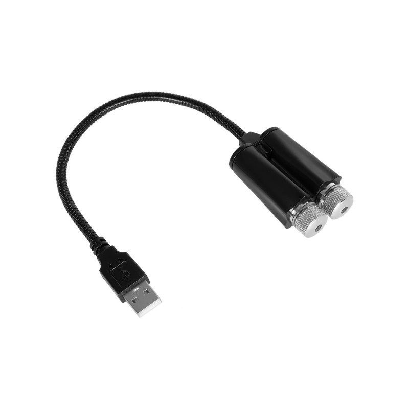 GloboStar® 81845-DUAL Διακοσμητικό Φωτιστικό Ειδικών Φωτορυθμικών Εφέ PARTY Disco LASER DC 5V με Καλώδιο Τροφοδοσίας USB Κόκκινο IP20 Μ3.5 x Π3.5 x Υ21.5cm