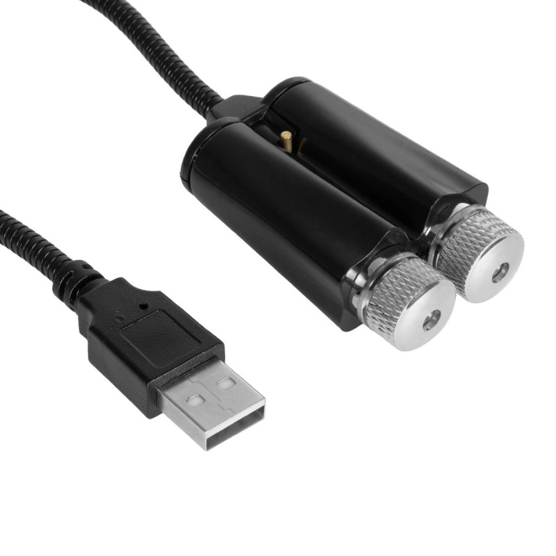 GloboStar® 81845-DUAL Διακοσμητικό Φωτιστικό Ειδικών Φωτορυθμικών Εφέ PARTY Disco LASER DC 5V με Καλώδιο Τροφοδοσίας USB Κόκκινο IP20 Μ3.5 x Π3.5 x Υ21.5cm