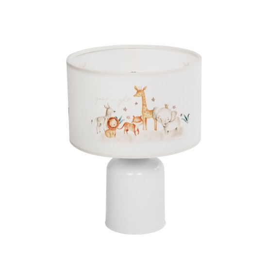 GloboStar® GIRAFFE 204-0026 Παιδικό Eπιτραπέζιο Φωτιστικό Φιγούρα Μονόφωτο 1 x E27 IP20 Λευκό Ύφασμα - Μ24 x Π24 x Υ32cm