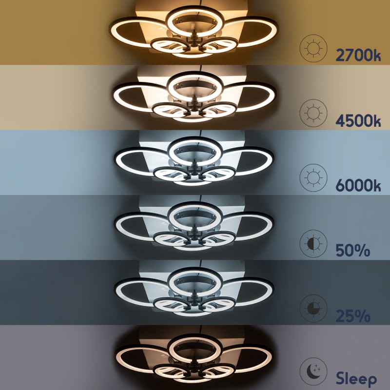 GloboStar® ROYAL-R 61324 Φωτιστικό Οροφής Design LED CCT 135W 16200lm 360° AC 220-240V - Εναλλαγή Φωτισμού μέσω Τηλεχειριστηρίου All In One Ψυχρό 6000k+Φυσικό 4500k+Θερμό 2700k Dimmable Μ80.5 x Π59 x Υ12cm - Νίκελ Χρώμιο - 3 Years Warranty