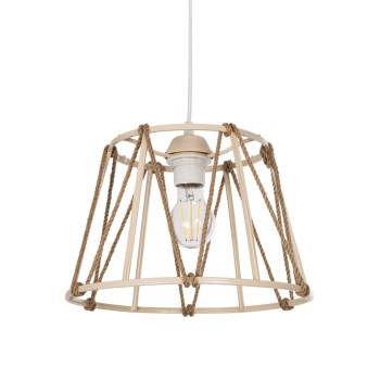 GLOBOSTAR® JUTE 203-0092 Μοντέρνο Κρεμαστό Φωτιστικό Οροφής με Ντουί 1 x E27 AC 220-240V IP20 - Μπεζ - Μ30 x Π30 x Υ23cm
