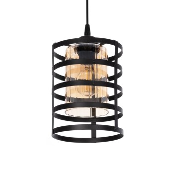 GLOBOSTAR® SOLON 201-0060 Μοντέρνο Κρεμαστό Φωτιστικό Οροφής με Ντουί 1 x E27 AC 220-240V IP20 - Μαύρο & Μελί - Μ16 x Π16 x Υ26cm