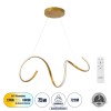 GLOBOSTAR® SPIRALE 61286 Μοντέρνο Κρεμαστό Φωτιστικό Οροφής LED 75W 8400lm 300° AC 220-240V IP20 Ρυθμιζόμενο Λευκό CCT με Χειριστήριο από 2700K έως 6000K Dimmable - Lumileds SMD Chip - Χρυσό Βούρτσας - Μ72 x Π25 x Υ30cm - 3 Χρόνια Εγγύηση