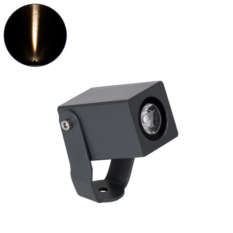 GLOBOSTAR® TREELIGHT-TREEMARO 90472 Σποτ Φωτισμού για Φυτά - Δέντρα LED 3W 330lm 8° DC 24V Αδιάβροχο IP65 Θερμό Λευκό 2700K Dimmable - Γκρι Ανθρακί - Μ3.5 x Π6.4 x Υ10cm - 3 Χρόνια Εγγύηση