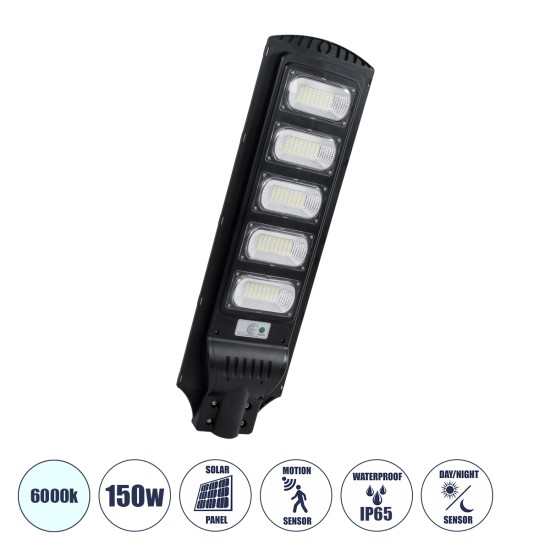 GloboStar® STREETA 85345 Professional LED Solar Street Light Αυτόνομο Ηλιακό Φωτιστικό Δρόμου 150W 1500lm 240 x LED SMD 5730 με Ενσωματωμένο Φωτοβολταϊκό Panel 6V 18W & Επαναφορτιζόμενη Μπαταρία Li-ion 3.2V 20000mAh με Αισθητήρα Ημέρας-Νύχτας & PI GloboStar® STREETA 85345 Professional LED Solar Street Light Αυτόνομο Ηλιακό Φωτιστικό Δρόμου 150W 1500lm 240 x LED SMD 5730 με Ενσωματωμένο Φωτοβολταϊκό Panel 6V 18W & Επαναφορτιζόμενη Μπαταρία Li-ion 3.2V 20000mAh με Αισθητήρα Ημέρας-Νύχτας & PI