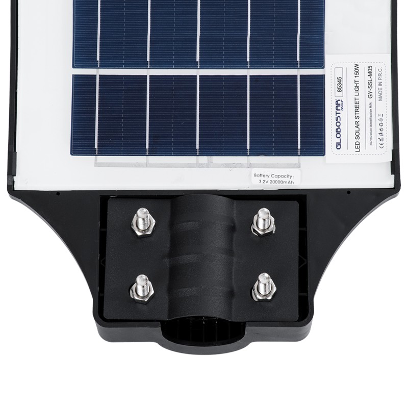GloboStar® STREETA 85345 Professional LED Solar Street Light Αυτόνομο Ηλιακό Φωτιστικό Δρόμου 150W 1500lm 240 x LED SMD 5730 με Ενσωματωμένο Φωτοβολταϊκό Panel 6V 18W & Επαναφορτιζόμενη Μπαταρία Li-ion 3.2V 20000mAh με Αισθητήρα Ημέρας-Νύχτας & PI
