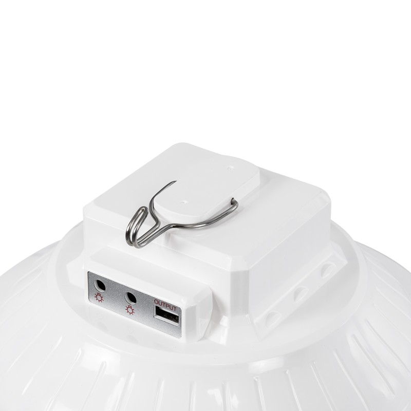 GloboStar® SOLAR-BULB 85350 Αυτόνομη Ηλιακή Κρεμαστή Λάμπα LED Giant Γλόμπος 100W 1000lm 140° 2 Λειτουργιών Ρεύματος με AC 220-240V μέσω USB Αντάπτορα ή με Φωτοβολταικό Panel 6V 12W & Επαναφορτιζόμενη Μπαταρία Li-ion 3.2V 5000mAh - Ενσωματωμένο USB 2.