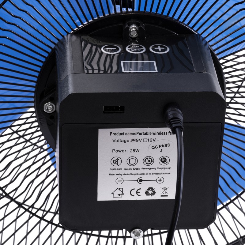 GloboStar® SOLARO-FAN 85351 Solar Fan Αυτόνομος Ηλιακός Επιδαπέδιος Ανεμιστήρας 25W 2 Λειτουργιών Ρεύματος με AC 220-240V ή με Φωτοβολταϊκό Panel 9V 12W & Επαναφορτιζόμενη Μπαταρία Li-ion 7.4V 4400mAh - 12 Ταχύτητες - Ενσωματωμένο USB 2.0 Charger Συσκ