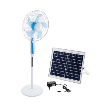 GloboStar® SOLARA-FAN 85355 Solar Fan Αυτόνομος Ηλιακός Επιδαπέδιος Ανεμιστήρας 25W 2 Λειτουργιών Ρεύματος με AC 220-240V ή με Φωτοβολταϊκό Panel 9V 12W & Επαναφορτιζόμενη Μπαταρία Li-ion 7.4V 4400mAh - 3 Ταχύτητες - Ενσωματωμένο USB 2.0 Charger Συσκε