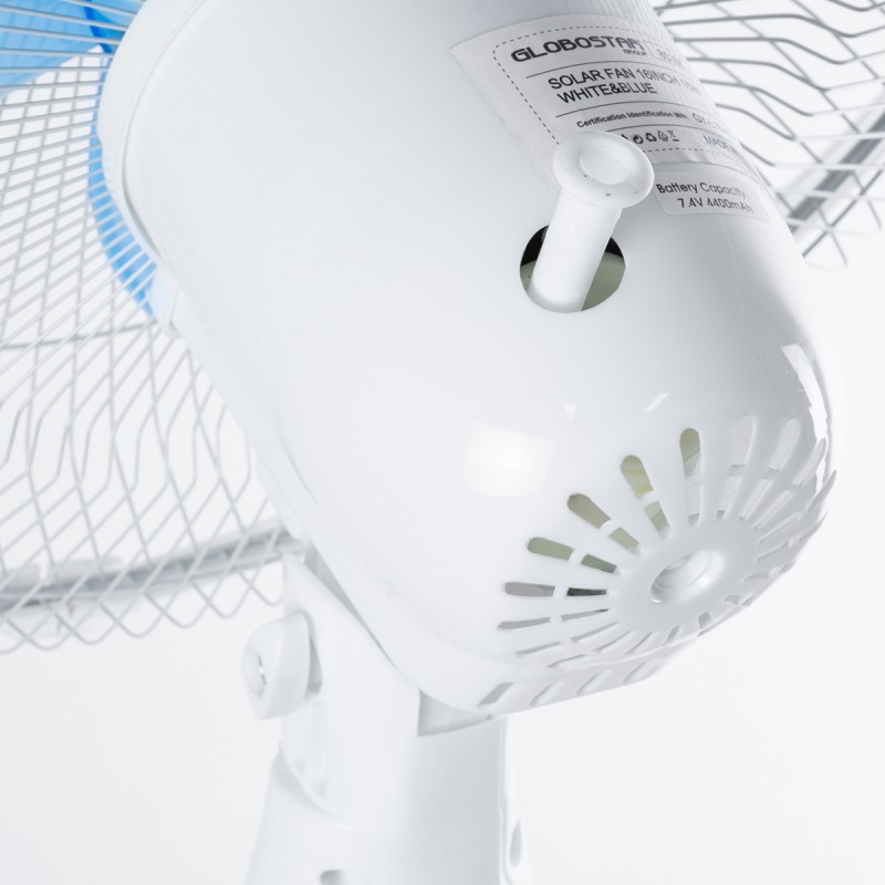 GloboStar® SOLARA-FAN 85355 Solar Fan Αυτόνομος Ηλιακός Επιδαπέδιος Ανεμιστήρας 25W 2 Λειτουργιών Ρεύματος με AC 220-240V ή με Φωτοβολταϊκό Panel 9V 12W & Επαναφορτιζόμενη Μπαταρία Li-ion 7.4V 4400mAh - 3 Ταχύτητες - Ενσωματωμένο USB 2.0 Charger Συσκε