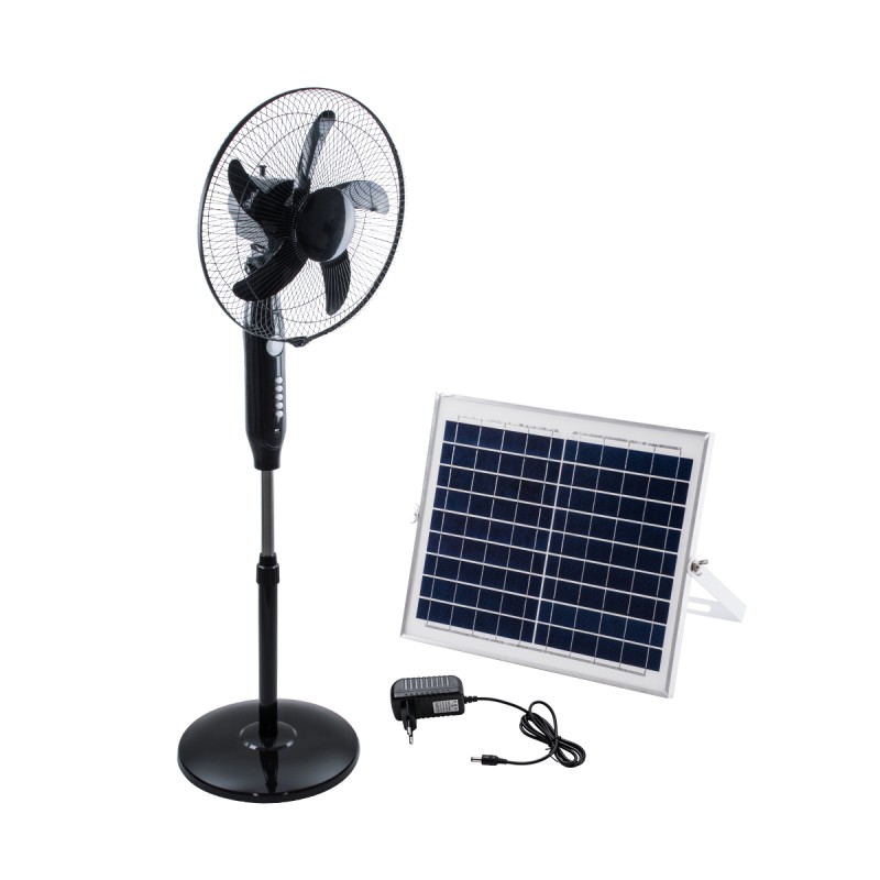 GloboStar® SOLARA-FAN 85356 Solar Fan Αυτόνομος Ηλιακός Επιδαπέδιος Ανεμιστήρας 25W 2 Λειτουργιών Ρεύματος με AC 220-240V ή με Φωτοβολταϊκό Panel 9V 12W & Επαναφορτιζόμενη Μπαταρία Li-ion 7.4V 4400mAh - 3 Ταχύτητες - Ενσωματωμένο USB 2.0 Charger Συσκε