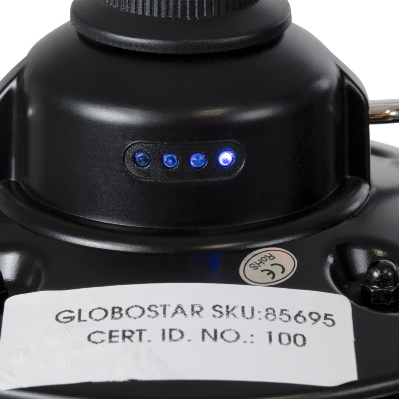 GloboStar® 85695 Αυτόνομο Φανάρι Camping LED 4W USB 2.0 με Επαναφορτιζόμενη Μπαταρία 1 x 18650 2000mAh Li-ion Power Bank IP20 Dimmable Μαύρο με Διάφανο Γυαλί CCT Εναλλαγή Φωτισμού μέσω On/Off All In One Ψυχρό 6000K+Φυσικό 4500K+Θερμό 2700K Φ13.5 x Υ17.5cm