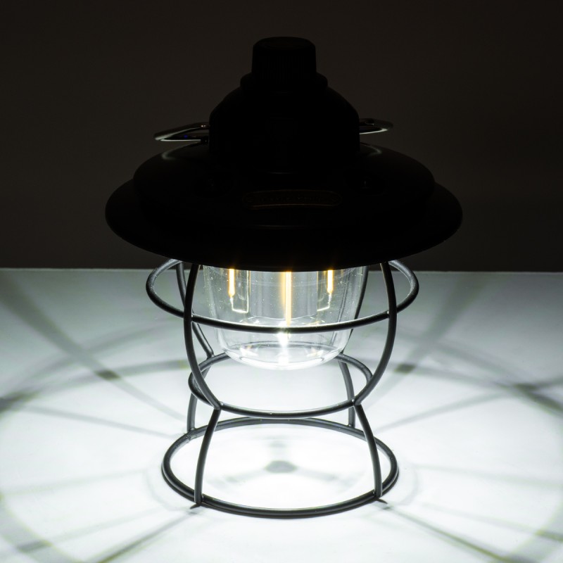 GloboStar® 85695 Αυτόνομο Φανάρι Camping LED 4W USB 2.0 με Επαναφορτιζόμενη Μπαταρία 1 x 18650 2000mAh Li-ion Power Bank IP20 Dimmable Μαύρο με Διάφανο Γυαλί CCT Εναλλαγή Φωτισμού μέσω On/Off All In One Ψυχρό 6000K+Φυσικό 4500K+Θερμό 2700K Φ13.5 x Υ17.5cm