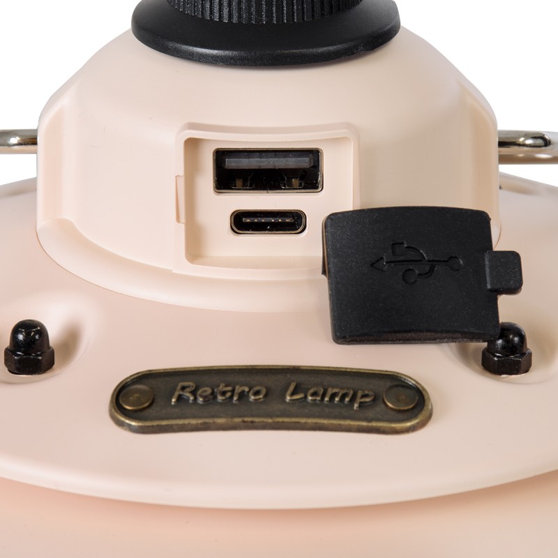 GloboStar® 85696 Αυτόνομο Φανάρι Camping LED 4W USB 2.0 με Επαναφορτιζόμενη Μπαταρία 1 x 18650 2000mAh Li-ion Power Bank IP20 Dimmable Ροζ με Διάφανο Γυαλί CCT Εναλλαγή Φωτισμού μέσω On/Off All In One Ψυχρό 6000K+Φυσικό 4500K+Θερμό 2700K Φ13.5 x Υ17.5cm