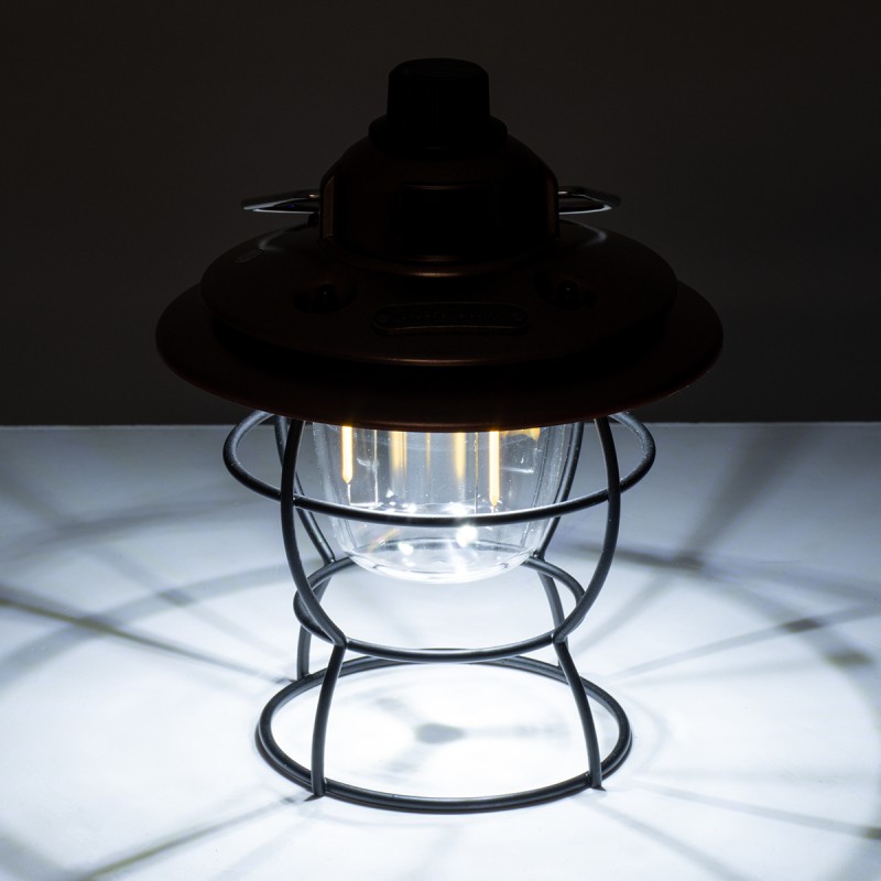 GloboStar® 85697 Αυτόνομο Φανάρι Camping LED 4W USB 2.0 με Επαναφορτιζόμενη Μπαταρία 1 x 18650 2000mAh Li-ion Power Bank IP20 Dimmable Καφέ με Διάφανο Γυαλί CCT Εναλλαγή Φωτισμού μέσω On/Off All In One Ψυχρό 6000K+Φυσικό 4500K+Θερμό 2700K Φ13.5 x Υ17.5cm