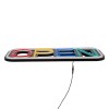 GloboStar® 85857 Φωτιστικό Ταμπέλα Φωτεινή Επιγραφή NEON LED Σήμανσης Animated Square OPEN 30W AC 230V με Διακόπτη On/Off και Ασύρματο Χειριστήριο IR Λευκό - Κόκκινο - Πράσινο - Κίτρινο - Γαλάζιο