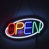 GloboStar® 85858 Φωτιστικό Ταμπέλα Φωτεινή Επιγραφή NEON LED Σήμανσης Animated Ovale OPEN 30W AC 230V με Διακόπτη On/Off και Ασύρματο Χειριστήριο IR Λευκό - Κόκκινο - Πράσινο - Κίτρινο - Γαλάζιο