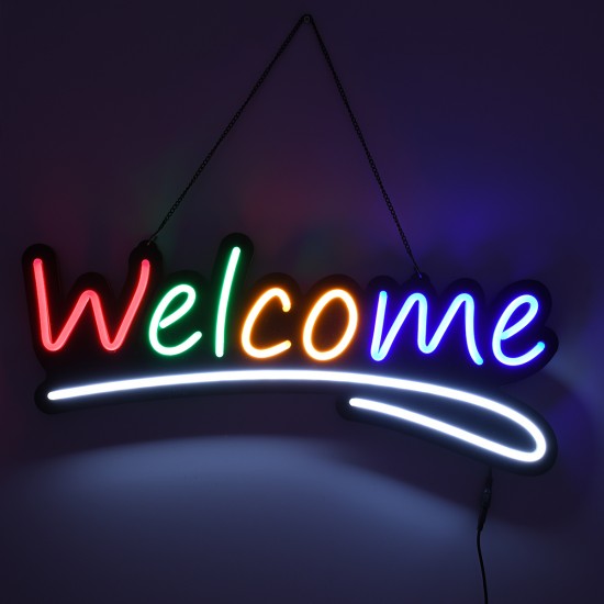 GloboStar® 85861 Φωτιστικό Ταμπέλα Φωτεινή Επιγραφή NEON LED Σήμανσης Animated WELCOME 30W AC 230V με Διακόπτη On/Off και Ασύρματο Χειριστήριο IR Κόκκινο - Πράσινο - Κίτρινο - Μπλε - Λευκό GloboStar® 85861 Φωτιστικό Ταμπέλα Φωτεινή Επιγραφή NEON LED Σήμανσης Animated WELCOME 30W AC 230V με Διακόπτη On/Off και Ασύρματο Χειριστήριο IR Κόκκινο - Πράσινο - Κίτρινο - Μπλε - Λευκό