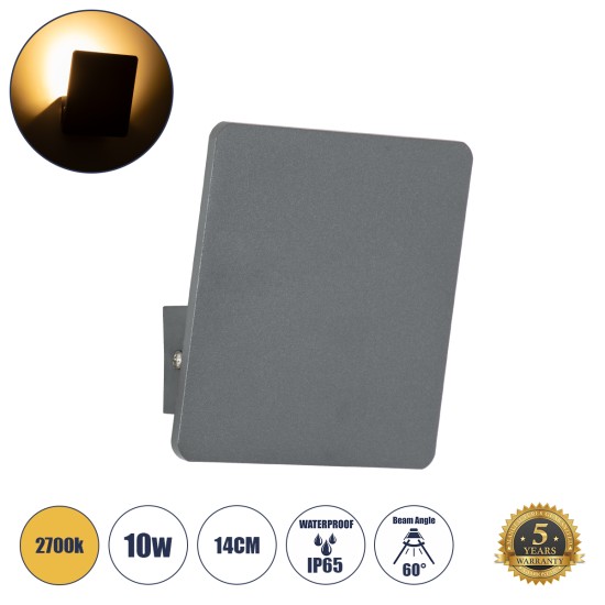 GloboStar® CUADRADO 60570 Φωτιστικό Τοίχου - Απλίκα Αρχιτεκτονικού Φωτισμού Εσωτερικού/Εξωτερικού Χώρου Up or Down LED 10W 1000lm 60° AC220-240V Αδιάβροχο IP65 - Σώμα Αλουμινίου & Tempered Glass - Μ14 x Π14 x Υ4.5cm - Θερμό Λευκό 2700K - Γκρι Ανθρακί GloboStar® CUADRADO 60570 Φωτιστικό Τοίχου - Απλίκα Αρχιτεκτονικού Φωτισμού Εσωτερικού/Εξωτερικού Χώρου Up or Down LED 10W 1000lm 60° AC220-240V Αδιάβροχο IP65 - Σώμα Αλουμινίου & Tempered Glass - Μ14 x Π14 x Υ4.5cm - Θερμό Λευκό 2700K - Γκρι Ανθρακί