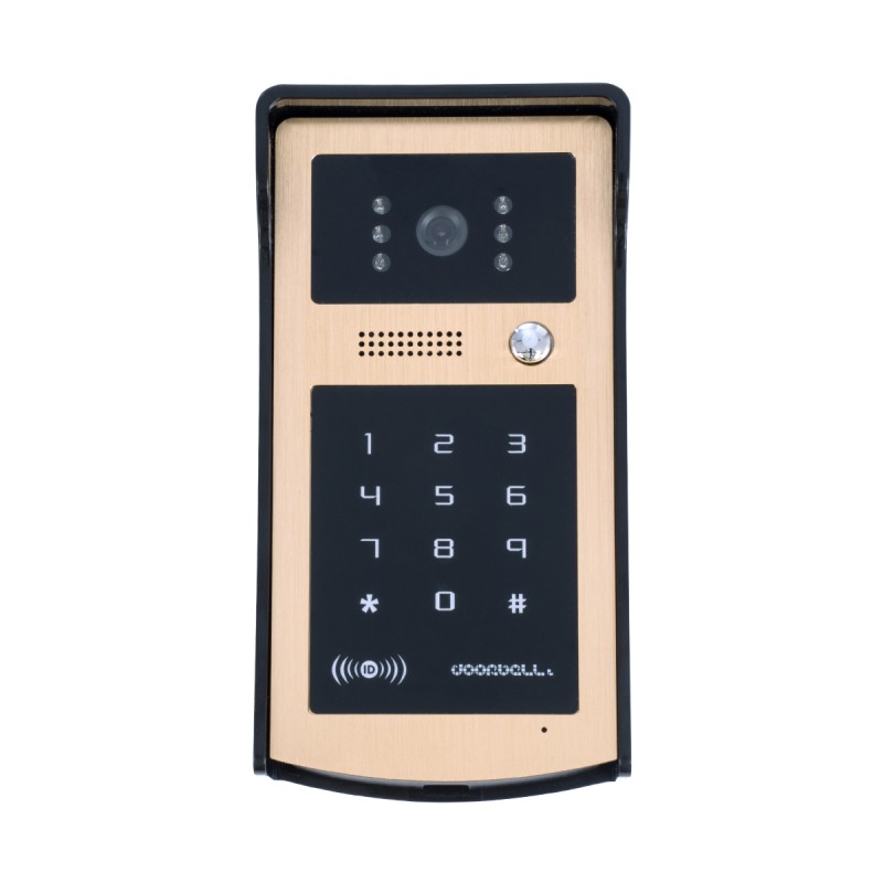 GloboStar® 86059 Σετ Θυροτηλεόρασης με Έγχρωμη Οθόνη Αφής 7 και Κάμερα 1080P HD & 4 Επαγωγικά Κλειδιά για Ηλεκτρονικές Κλειδαριές - Μαύρο - Χρυσό