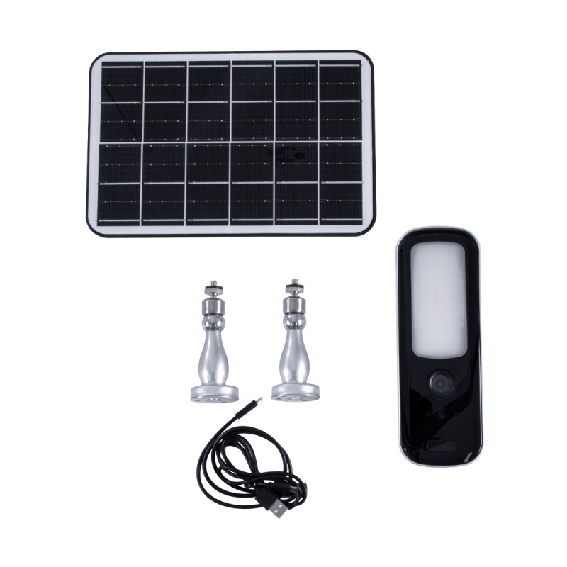 GloboStar® 86073 Αυτόνομος Ηλιακός Επιτοίχιος Προβολέας LED SMD 12W 600lm με IP Camera 1080P 2MP WiFi 150° Μοιρών - Ενσωματωμένη Μπαταρία 2500mAh - Φωτοβολταϊκό Πάνελ - Αισθητήρα Ημέρας-Νύχτας & Ρύθμιση Χρόνου Ανάμματος - Αδιάβροχος IP66 Ψυχρό Λευκό 6
