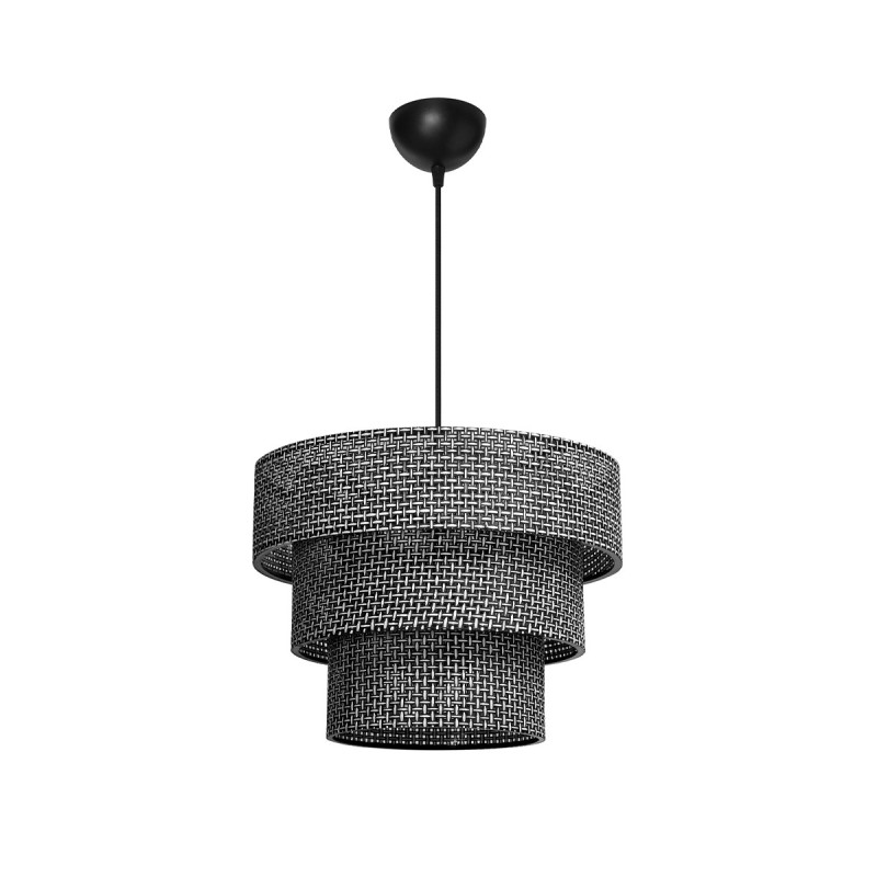 GloboStar® LEVEL 203-0276 Μοντέρνο Κρεμαστό Φωτιστικό Καπέλο Μονόφωτο 1 x E27 IP20 Γκρι Διάτρητο Ύφασμα - Μ38 x Π38 x Υ30cm