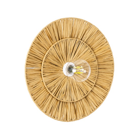 GloboStar® COLOMBO 02284 Boho Επιτοίχιο Φωτιστικό Απλίκα Μονόφωτο 1 x E27 IP20 Μπεζ Ράφια - Μ40 x Π40 x Υ9cm GloboStar® COLOMBO 02284 Boho Επιτοίχιο Φωτιστικό Απλίκα Μονόφωτο 1 x E27 IP20 Μπεζ Ράφια - Μ40 x Π40 x Υ9cm