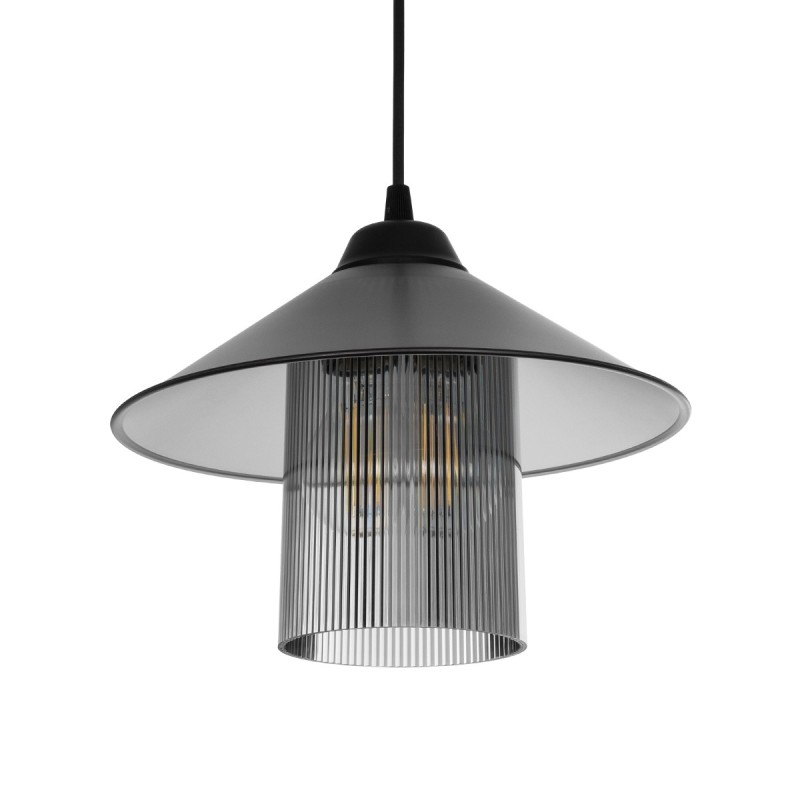 GloboStar® PROMO 203-0089 Μοντέρνο Κρεμαστό Φωτιστικό Καμπάνα Μονόφωτο 1 x E27 IP20 Μαύρο Πλαστικό - Μ25.5 x Π25.5 x Υ20cm